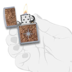 Zippo Woodchuck Compass Street Chrome Lighter -Sawyer Shop 49055 2