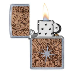 Zippo Woodchuck Compass Street Chrome Lighter -Sawyer Shop 49055 4