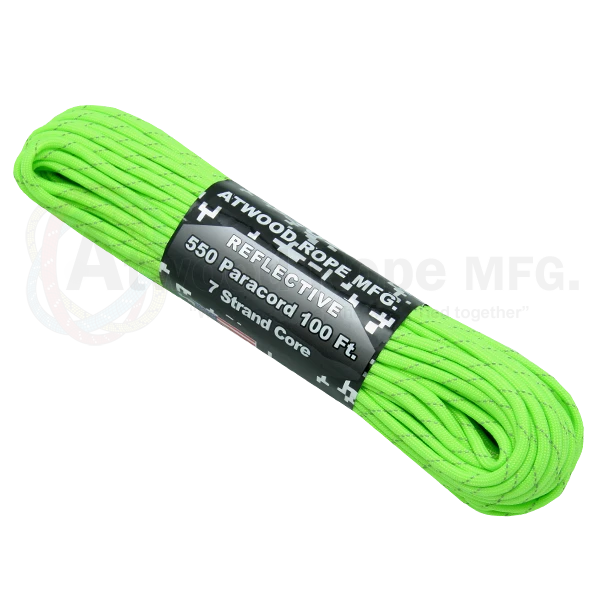 Paracord "Reflective Neon Green" 550 7 Strand (100ft) MADE IN USA 3 Paracord "Reflective Neon Green" 550 7 Strand (100ft) MADE IN USA
