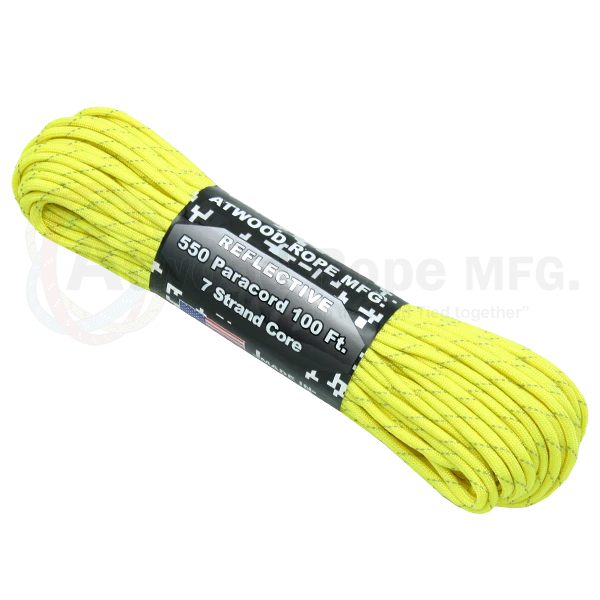 Paracord "Reflective Neon Yellow" 550 7 Strand (100ft) MADE IN USA 3 Paracord "Reflective Neon Yellow" 550 7 Strand (100ft) MADE IN USA
