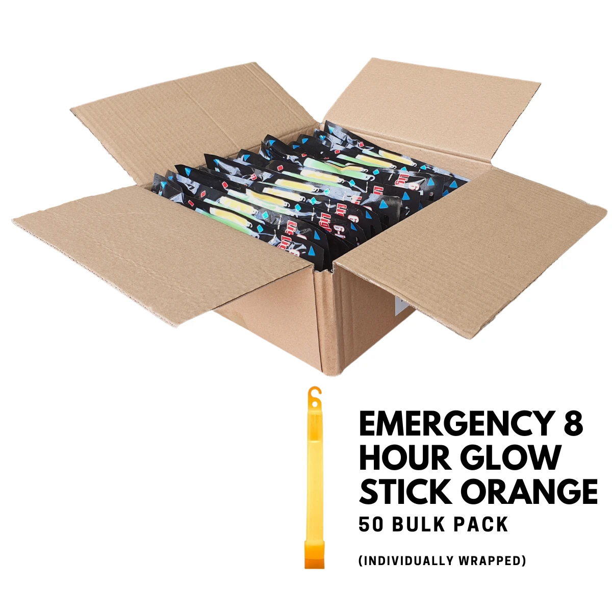 Emergency 8 Hour Glow Stick Orange 50 Pack 4 Emergency 8 Hour Glow Stick Orange 50 Pack - Image 2