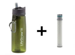 LifeStraw Go 2-Stage Filtration Water Bottle GREEN With Spare Filter Element